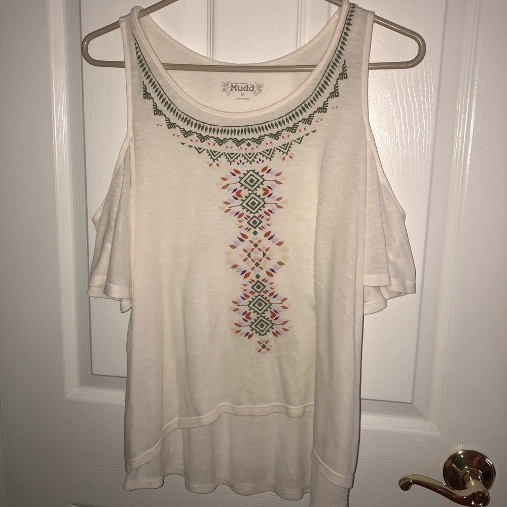 Cream Cold Shoulder T-Shirt